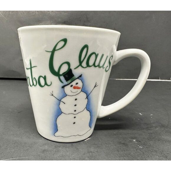 PIER 1 COOKIES COCOA FOR SANTA CLAUS Mug & Plate Set Smiling Snowman Christmas - Picture 12 of 15